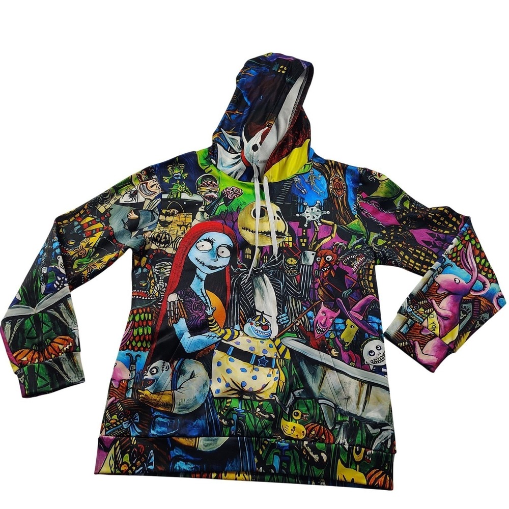 Nightmare Before Christmas All Over Print Hoodie Jack Sally Pullover Kids L/XL